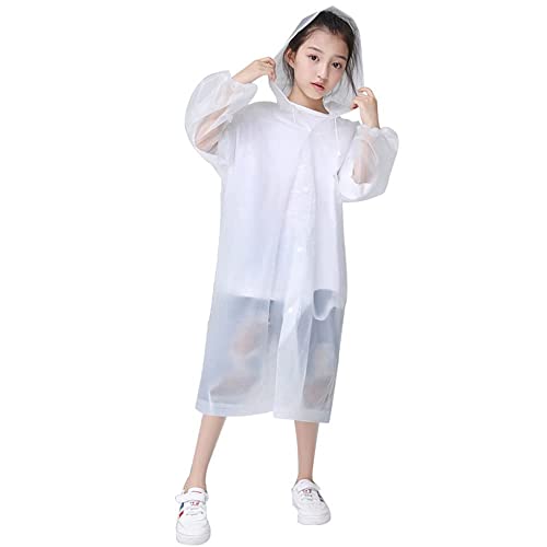 Kids Rain Poncho, Reusable Raincoat for Girls Boys, Waterproof Rain Poncho with Hood for Outdoor Climbing Cycling Hiking Camping