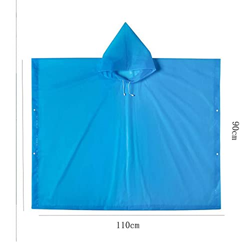 Rain Poncho For Kids, Waterproof Raincoat For Boys Girls, Resuable EVA Poncho, Drawstring Children Rainwear Rain Cape with Button and Hood, Toddler Rain Jacket For School Outdoor Hiking Travel (Blue)