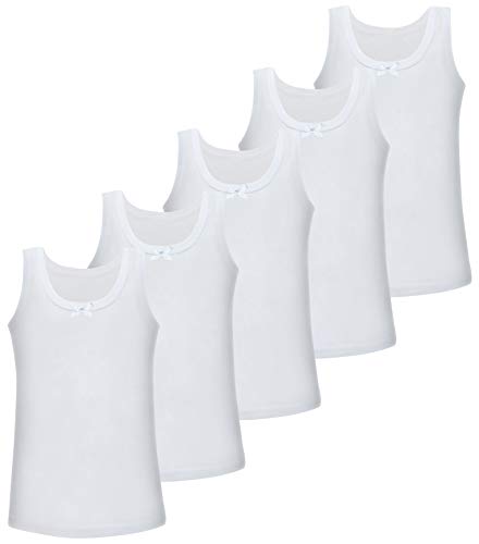 LOREZA ® 5 Girls Vests - Tank Top - 100% Cotton - Design 1-10-11 Years