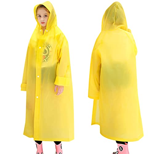 Skyzone Kids Rain Coat for Girls Boys,Portable EVA Raincoat Lightweight Rain Poncho with Hood,Reusable Cute Children Raincoat for Travel Outdoor Climbing Cycling Hiking Camping