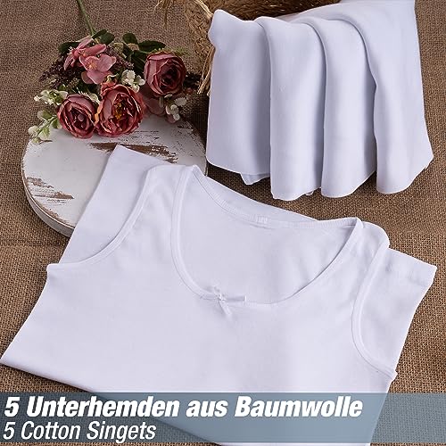 LOREZA ® 5 Girls Vests - Tank Top - 100% Cotton - Design 1-10-11 Years