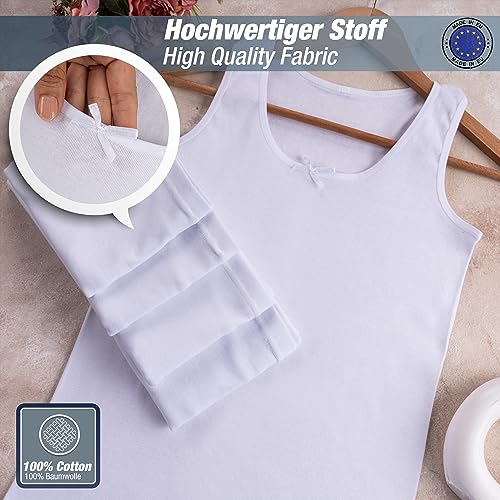 LOREZA ® 5 Girls Vests - Tank Top - 100% Cotton - Design 1-10-11 Years