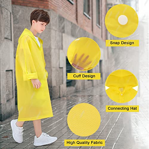 Skyzone Kids Rain Coat for Girls Boys,Portable EVA Raincoat Lightweight Rain Poncho with Hood,Reusable Cute Children Raincoat for Travel Outdoor Climbing Cycling Hiking Camping