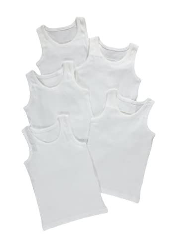 **Back to School** 6 Pack of Boys 100% Cotton Warm Vests/Available in Ages 3 up to 18 Years (3-5 Years) White