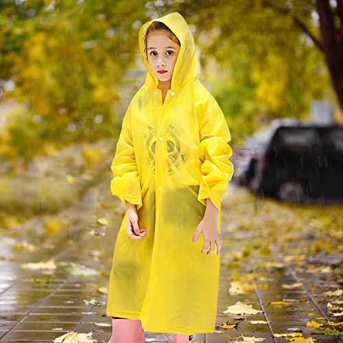 Skyzone Kids Rain Coat for Girls Boys,Portable EVA Raincoat Lightweight Rain Poncho with Hood,Reusable Cute Children Raincoat for Travel Outdoor Climbing Cycling Hiking Camping
