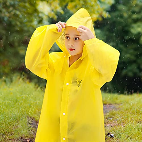 Skyzone Kids Rain Coat for Girls Boys,Portable EVA Raincoat Lightweight Rain Poncho with Hood,Reusable Cute Children Raincoat for Travel Outdoor Climbing Cycling Hiking Camping