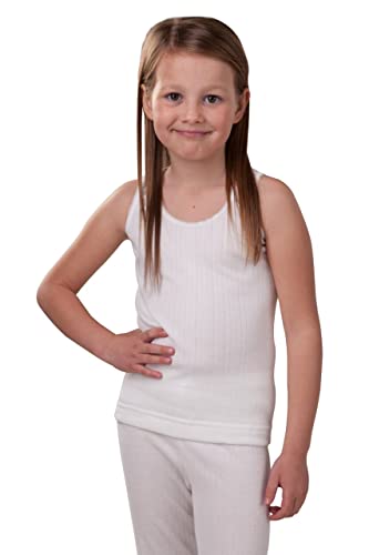 Octave 3 Pack Girls Thermal Underwear Sleeveless Vest (6-8 Years, White)