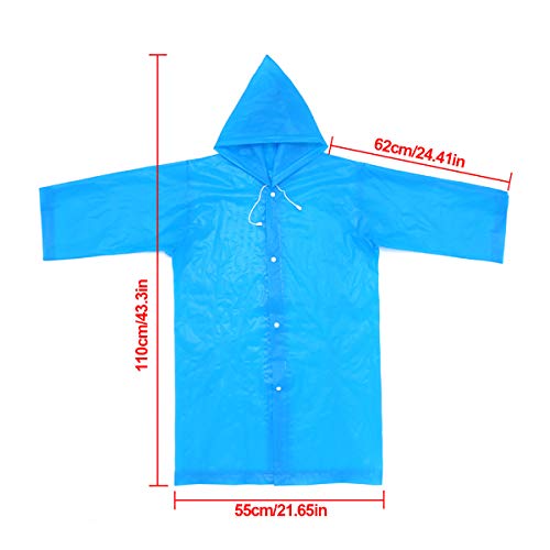 Kids Rain Coat for Girls Boys, Waterproof EVA Rain Poncho with Hood, Reusable Toddler Rain Jacket Cape Rainwear, Clear Children Raincoat for Travel Outdoor Climbing Hiking Camping (Rose Red)