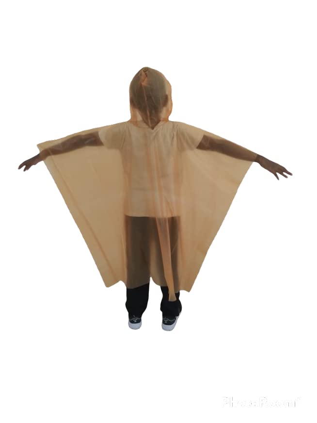 S&D Reusable Kids Raincoat Waterproof Poncho for Children Boys & Girls (Kids, Orange), 6-12