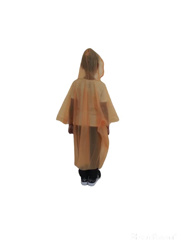 S&D Reusable Kids Raincoat Waterproof Poncho for Children Boys & Girls (Kids, Orange), 6-12