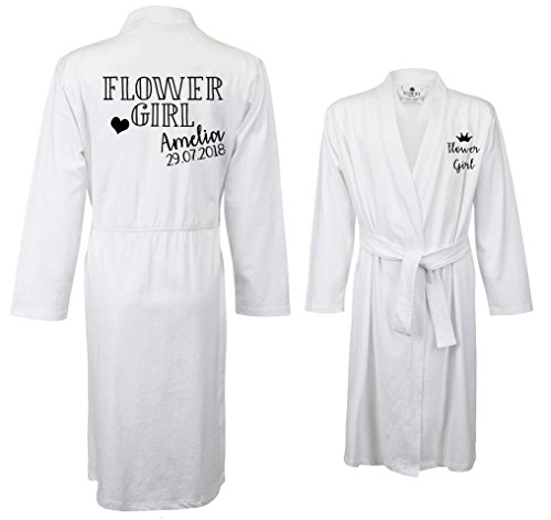 Personalised Flower Girl Robe Wedding Bridesmaid Personalised Name Pjs Girls Personalised Dressing Gown