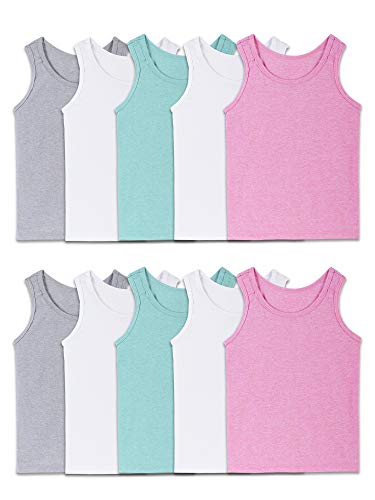 Fruit of the Loom Girls' Undershirts (Camis Camisole, Toddler Tank-10 Pack-Assorted, 4-5 Years (Pack of 10)
