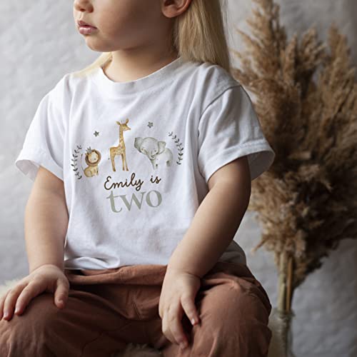 Personalised Safari Kids Birthday T-Shirt Boy Girl Tshirt Top Wild One Woodland Is 1 First Two Second Third Three Four Five Age