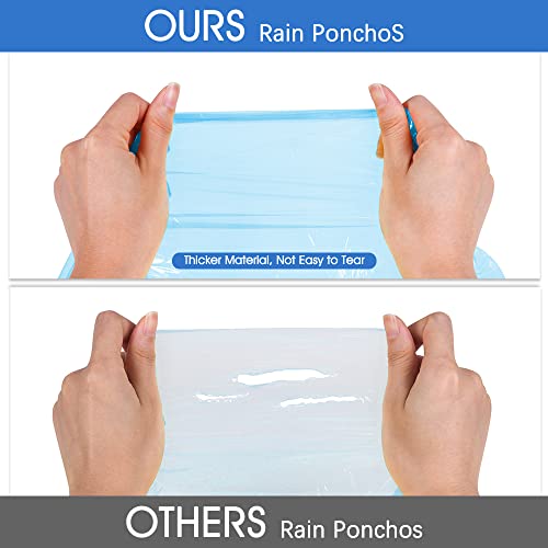 hoinya 4 pcs Disposable Rain Ponchos, Waterproof Rain Poncho for Adults and Kids Emergency Raincoats Transparent Lightweight Rain coats with Hood and Drawstring for Festivals, Camping, Hiking