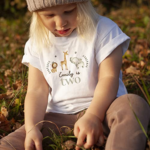 Personalised Safari Kids Birthday T-Shirt Boy Girl Tshirt Top Wild One Woodland Is 1 First Two Second Third Three Four Five Age