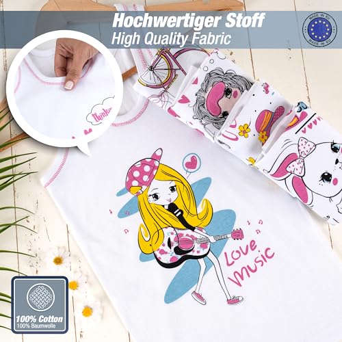 LOREZA ® 5 Piece Girls Cotton Undershirts 100% Cotton - 164-170 (14-15 Years) - M-1