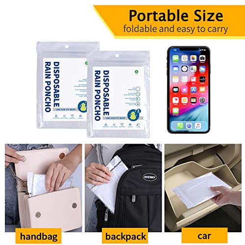 Opret 5 Pack Rain Ponchos for Kids, Disposable Rain Ponchos Emergency Waterproof Ponchos Durable Transparent Lightweight Raincoat with Hood for Boys and Girls