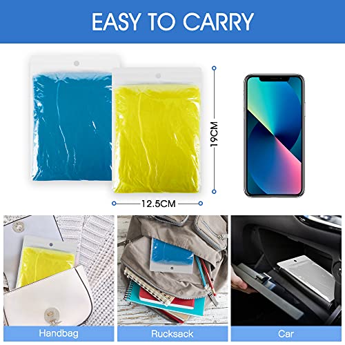 hoinya 4 pcs Disposable Rain Ponchos, Waterproof Rain Poncho for Adults and Kids Emergency Raincoats Transparent Lightweight Rain coats with Hood and Drawstring for Festivals, Camping, Hiking