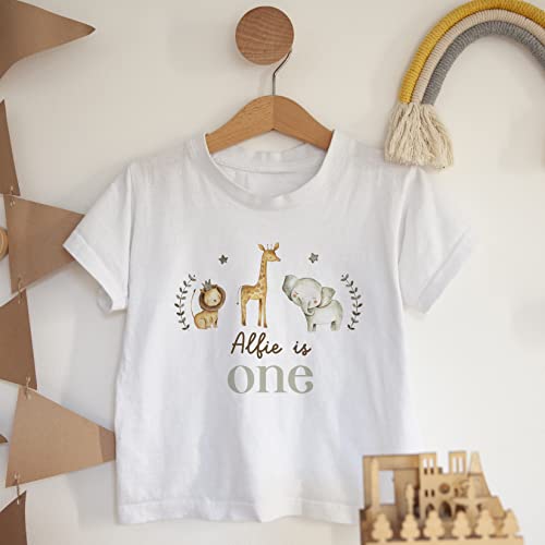 Personalised Safari Kids Birthday T-Shirt Boy Girl Tshirt Top Wild One Woodland Is 1 First Two Second Third Three Four Five Age