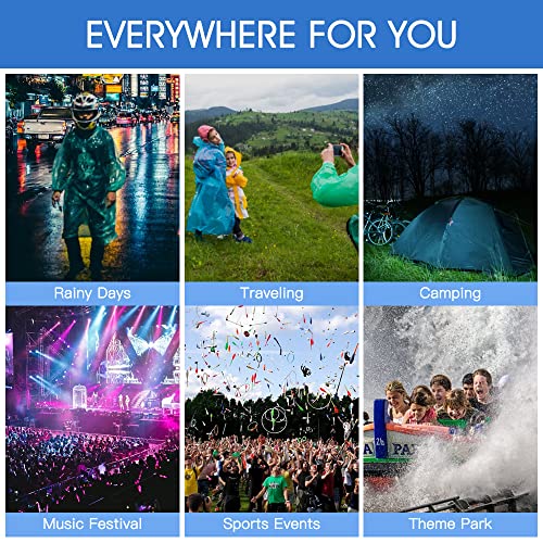 hoinya 4 pcs Disposable Rain Ponchos, Waterproof Rain Poncho for Adults and Kids Emergency Raincoats Transparent Lightweight Rain coats with Hood and Drawstring for Festivals, Camping, Hiking