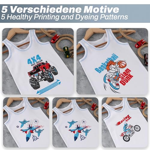 LOREZA ® 5 Pack Boys Vests 100% Cotton (116-122 (6-7years), M-1)