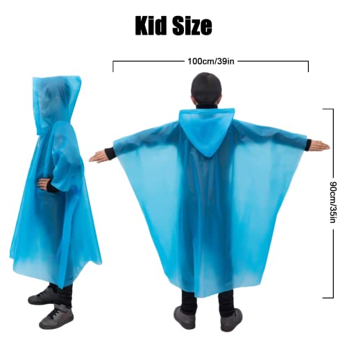 AXNSATRE Rain Poncho Waterproof Adult Kids - 10PCS Disposable Poncho Waterproof Family Pack, Ponchos for Women Men Festival, Plastic Poncho Bulk for Emergency, Travel, Festival Accessories, Camping