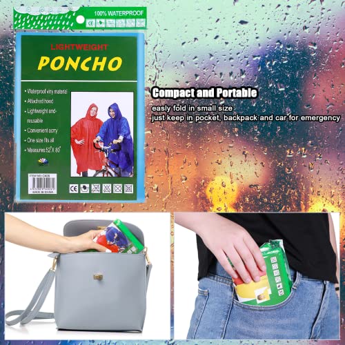 AXNSATRE Rain Poncho Waterproof Adult Kids - 10PCS Disposable Poncho Waterproof Family Pack, Ponchos for Women Men Festival, Plastic Poncho Bulk for Emergency, Travel, Festival Accessories, Camping