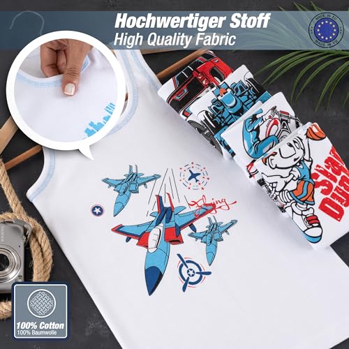 LOREZA ® 5 Pack Boys Vests 100% Cotton (116-122 (6-7years), M-1)