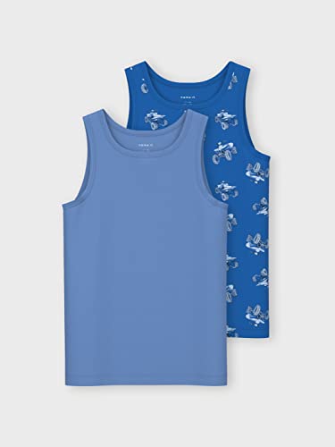 Name It Boy's Nkmtank Top 2P Nautical Blue ATV Noos Undershirt, 7-8 Years