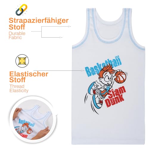 LOREZA ® 5 Pack Boys Vests 100% Cotton (116-122 (6-7years), M-1)