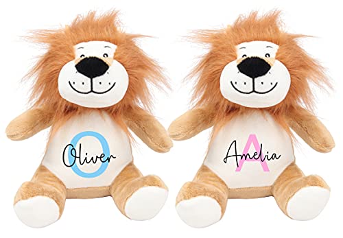 Personalised Lion Soft Toy with Name & Initial, Customisable Baby Gift, New Baby Gift, Newborn Baby Gift, Baby Boy, Baby Girl, Custom Teddy Bear, Keepsake, Baby Shower Gift, Christening Gift