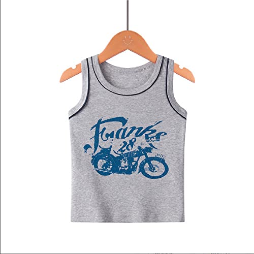 Yintry Boys Round Neck Vests Underwear Sleeveless Breathable T-Shirt Kids Soft Cotton Tank Tops Children Plain White or Print Undershirts for 2-10 Years