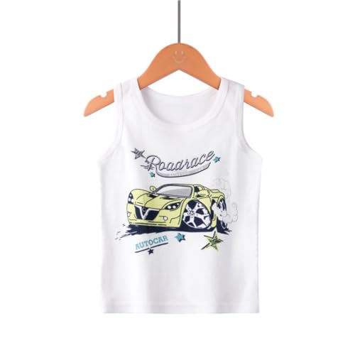 Yintry Boys Round Neck Vests Underwear Sleeveless Breathable T-Shirt Kids Soft Cotton Tank Tops Children Plain White or Print Undershirts for 2-10 Years