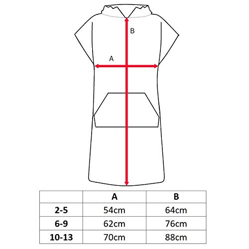 Childrens Hooded 100% Cotton Changing Robe with Pocket Beach Terry Towelling Poncho Towel Swimming Surf (Aqua, Age 6-9)
