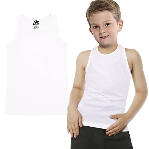 A2Z 4 Kids Boys Stylish Vest Top 100% Cotton - Vest 005 White 3-4