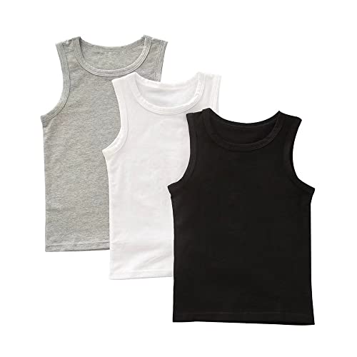 Vakobo Boys' Cotton Vests (3/Pack) Size 2t 3t Black White Gray