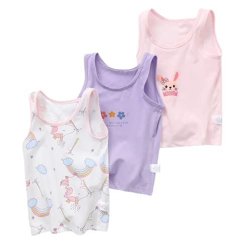 Vest for Girls Cotton Undershirt Unicorn Tanks top 3 pcs Set for 2-3 Years