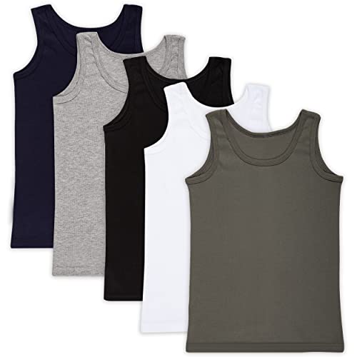 LOREZA ® 5 Pack Boys Vests 100% Cotton (164-170 (14-15years), Mix)