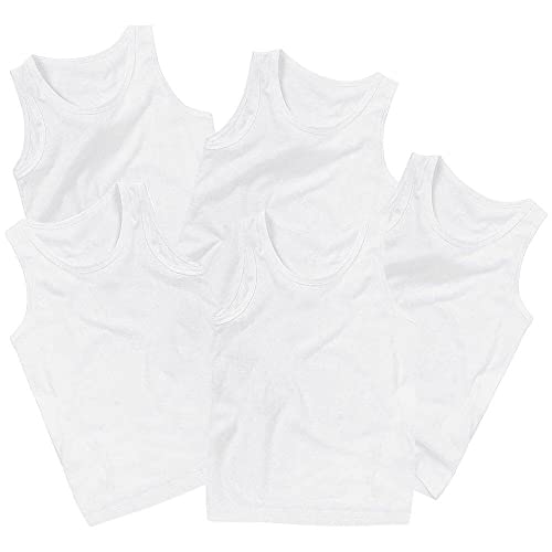 Just Essentials Boys Back to School 3 Pack Cotton Vests UK Seller - White 5 Pack - 5/6 Years