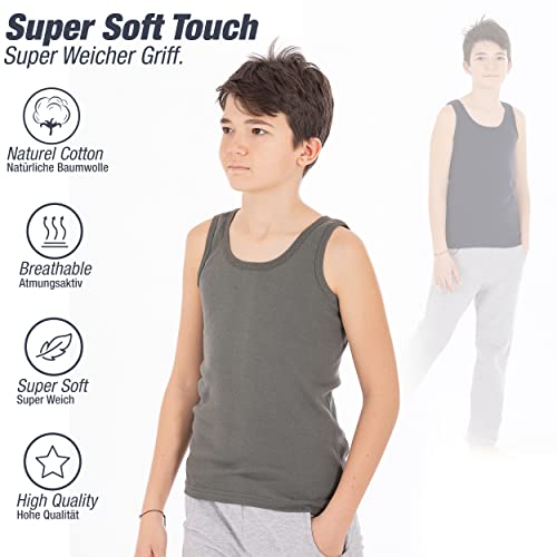 LOREZA ® 5 Pack Boys Vests 100% Cotton (164-170 (14-15years), Mix)