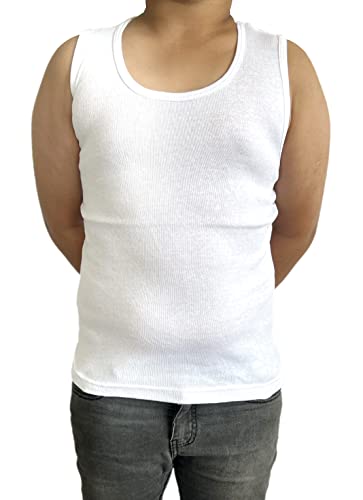 Bahob® 6 Pack Boy's Underwear Vests Soft Cotton Tank Tops Kids Sleeveless Vests Undershirts Cotton 5-14 Years (White, 13-14 Years)