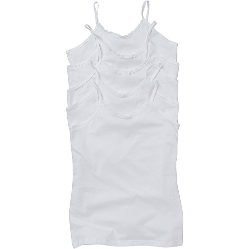 Just Essentials Girls Back to School 3 or 5 Pack Cotton Cami Tops Vests Plain Printed - White - 13 Years
