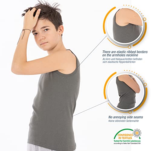 LOREZA ® 5 Pack Boys Vests 100% Cotton (164-170 (14-15years), Mix)