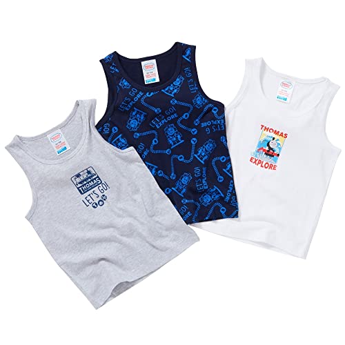 Thomas & Friends Tank Engine Boys Back to School 3 Pack Cotton Vests UK Seller - Blue Multi - 3/4 Years