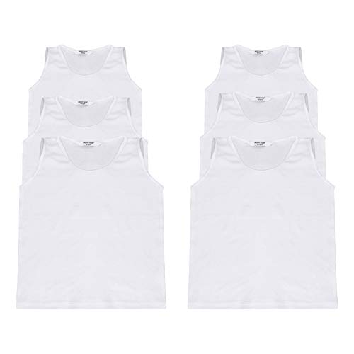 Kids Back to School Boys Girls 100% Cotton Vest Plain White Top Children Underwear Sizes 2-13 Years (6-8 Years, 6 Pack Girls Vest)