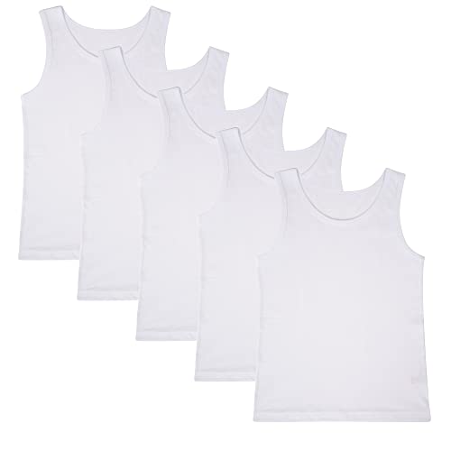 Boys TEW 5 Pack Vests - 10/11 YRS - White