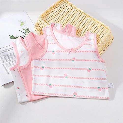 Allmeingeld Little Girls' Strawberry Tanks Cotton Undershirts Multipack Pink for 5-6 Years