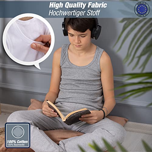 LOREZA ® 5 Pack Boys Vests 100% Cotton (164-170 (14-15years), Mix)
