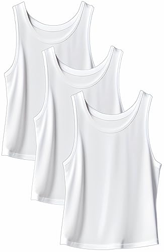 ZRWASKA® 3 Pack Children’s 100% Cotton Vests White Sleeve-Less Plain Undershirts Fitted Summer Top Vest Every-Day wear, Kids Back to School Uniform Boys Girls Vest Tank Shirts Size 9-11 Year (Pack 3)