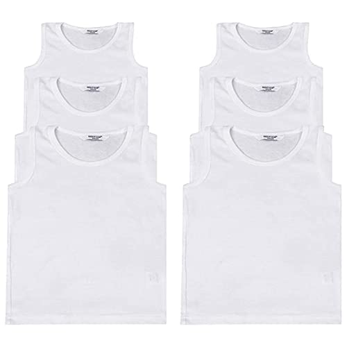 Boy's 6 Pack Underwear Soft Cotton Tank Tops Back to School Undershirts 100% Cotton Age 3-5 Years